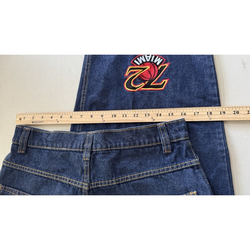 Vtg UNK NBA Teams Embroidered Patches Denim Jeans Mens Streetwear Hip Hop 32x31 - Picture 12 of 12